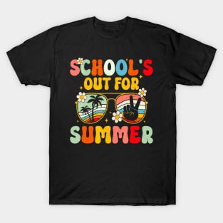 Retro Groovy School's Out For Summer Graduation Teacher Kids T-Shirt